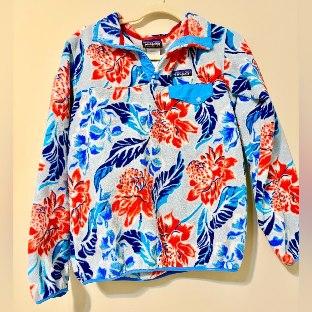 Patagonia Floral Fleece Pullover Manoa Dusk Blue